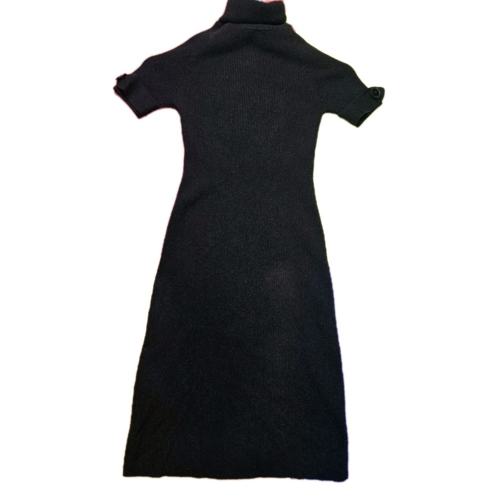 Moda International Sweater Dress XS Brown Ribbed Knit Turtleneck Cotton Blend...